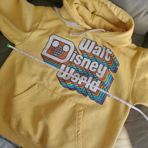 🔥 Disney Parks Walt Disney World Retro Graphic Hoodie Yellow Rainbow Small - Picture 9 of 10